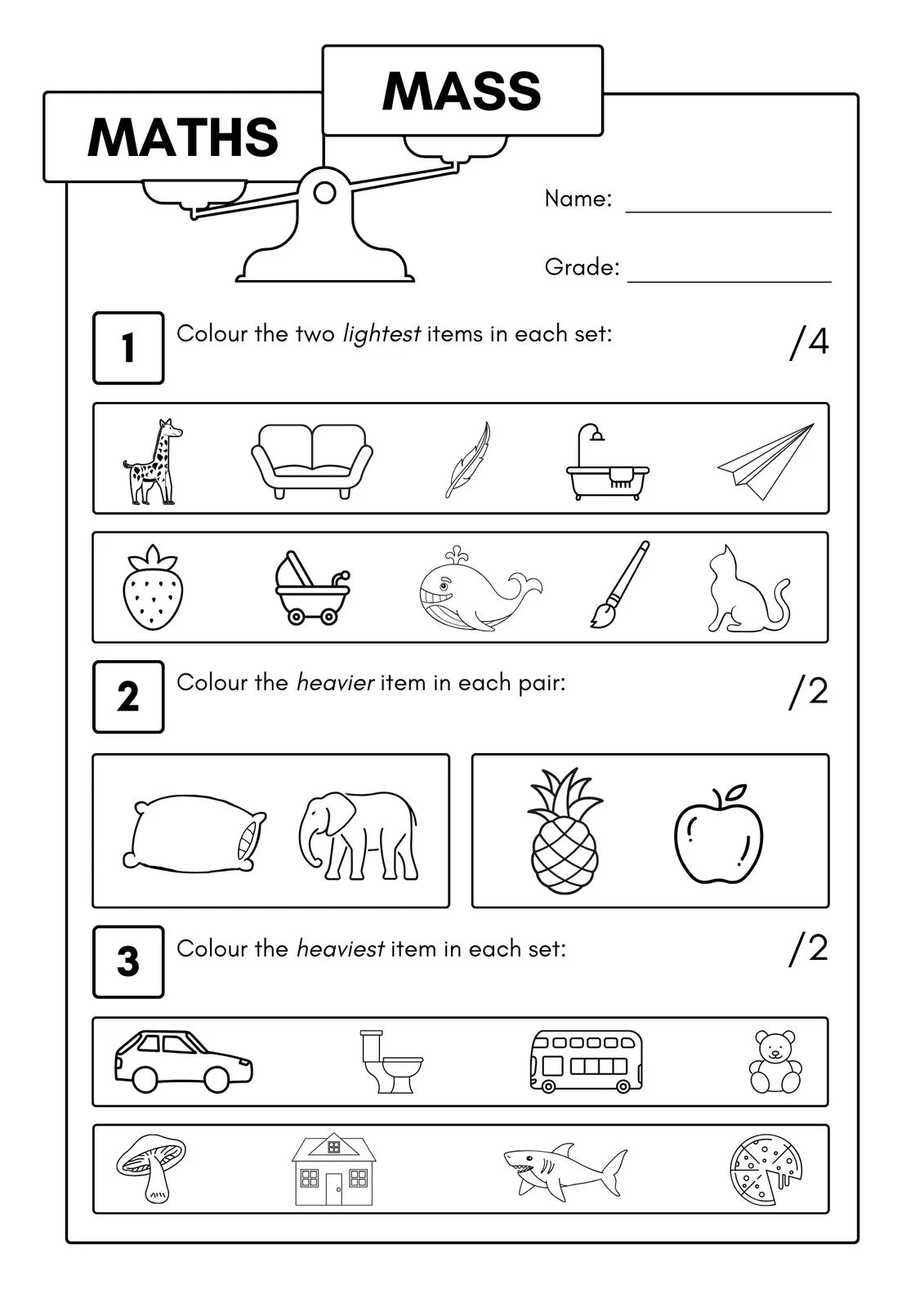 Bundle of coloring pages featuring animals, fruits, and vegetables: